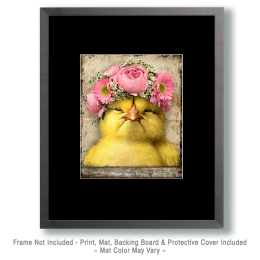 Chicken Chick with Pink Flower Crown Art