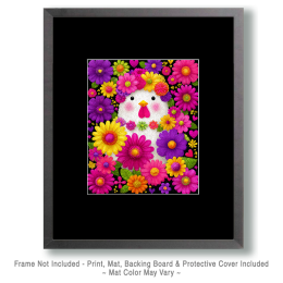 Bright Pop Art Floral Chicken Art