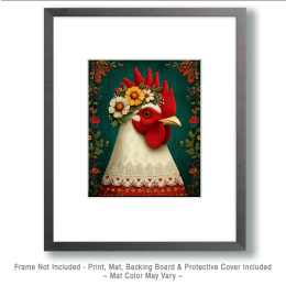 Scandinavian Chicken with Flower Crown #2 Art