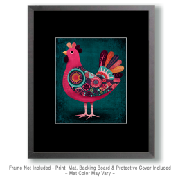 Pink Bohemian Chicken Art