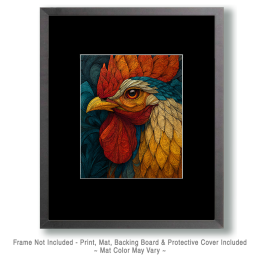 Wood Crafted Rooster Chicken Art