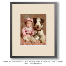 Baby Courtney with Her Pets Art