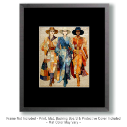 Stylized Three Cowgirls Art