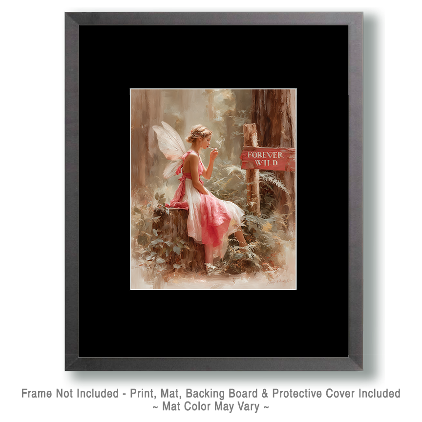 Fairies Forever Wild - Pink Fairy Smoking a Marijuana Joint Art