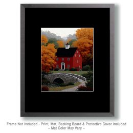 The Red Schoolhouse Beyond the Old Stone Bridge Art