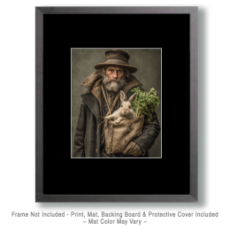 Vintage Man with His Rabbit and Carrots Art