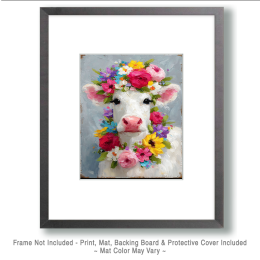 White Calf with Flower Crown Art