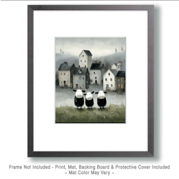 Three Cows in Front of Village Art