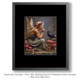 Fairy Pondering a Raven's Words Art