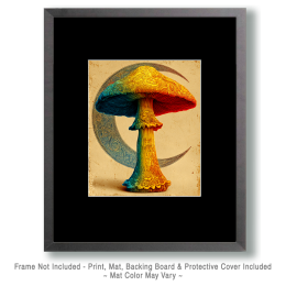 Mushroom and Crescent moon Art