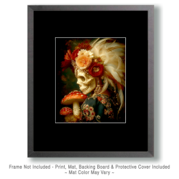 Amanitas & Flower Crowned Skull Art