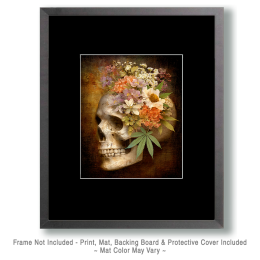 Skull with Flower and Marijuana Hat Art