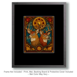 Nouveau Pair of Buck Deer Art