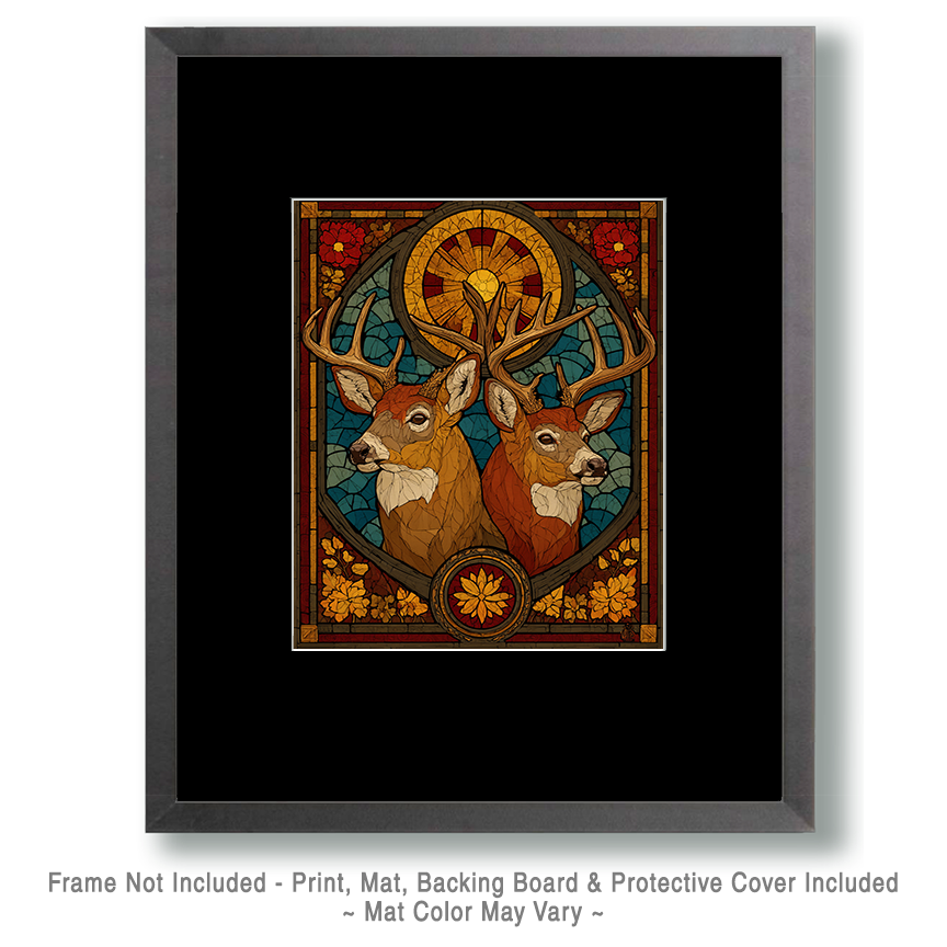 Nouveau Pair of Buck Deer Art