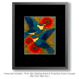 Birds and Poppies Art