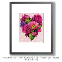 Cactus Flower Heart Art