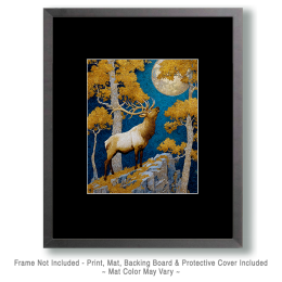 Art Nouveau Bugling Bull Elk Art