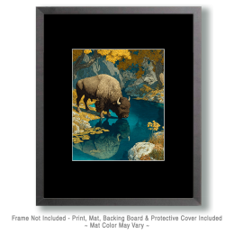 Art Nouveau Bison Drinking from the Colorado River Art