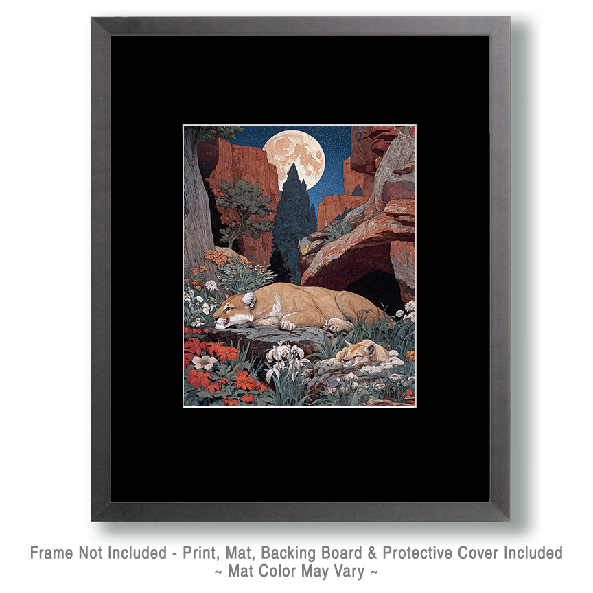 Art Nouveau Montain Lion Daydreaming Art