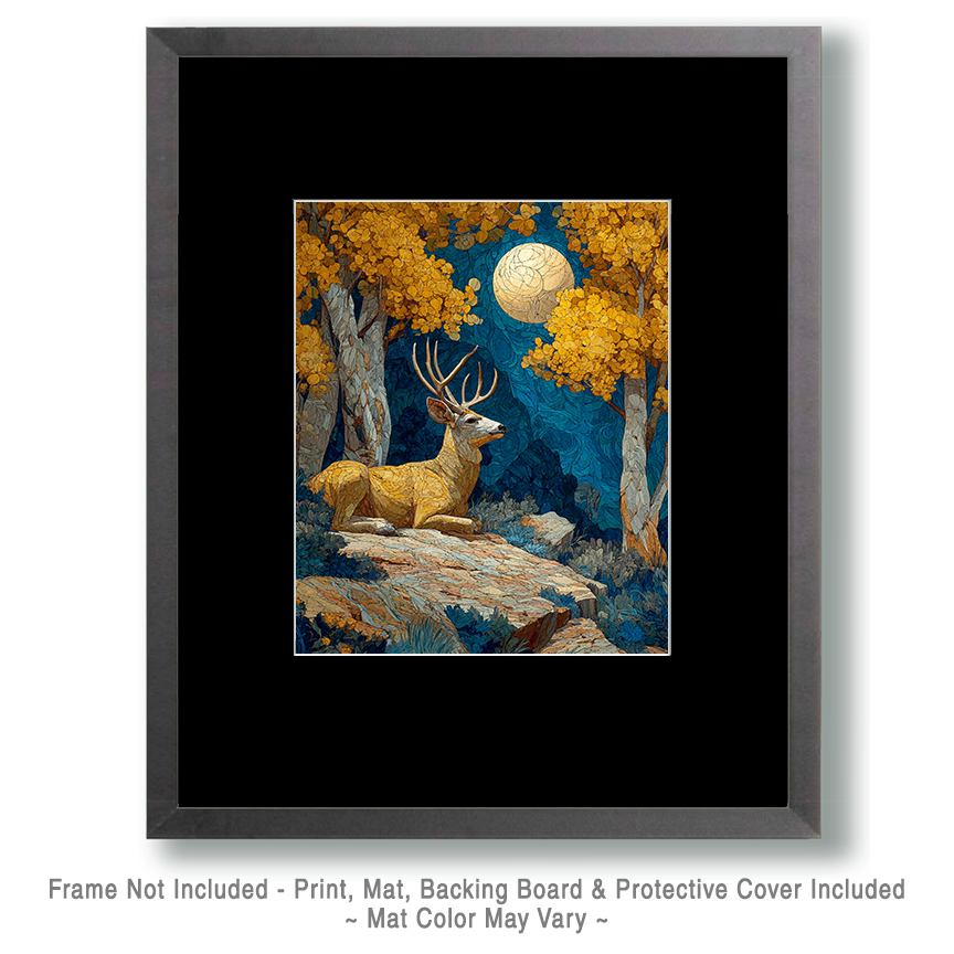 Art Nouveau Buck Deer Relaxing Art