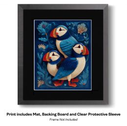 Plucky Folk Art Puffins - Primitive Painting of Puffins 11