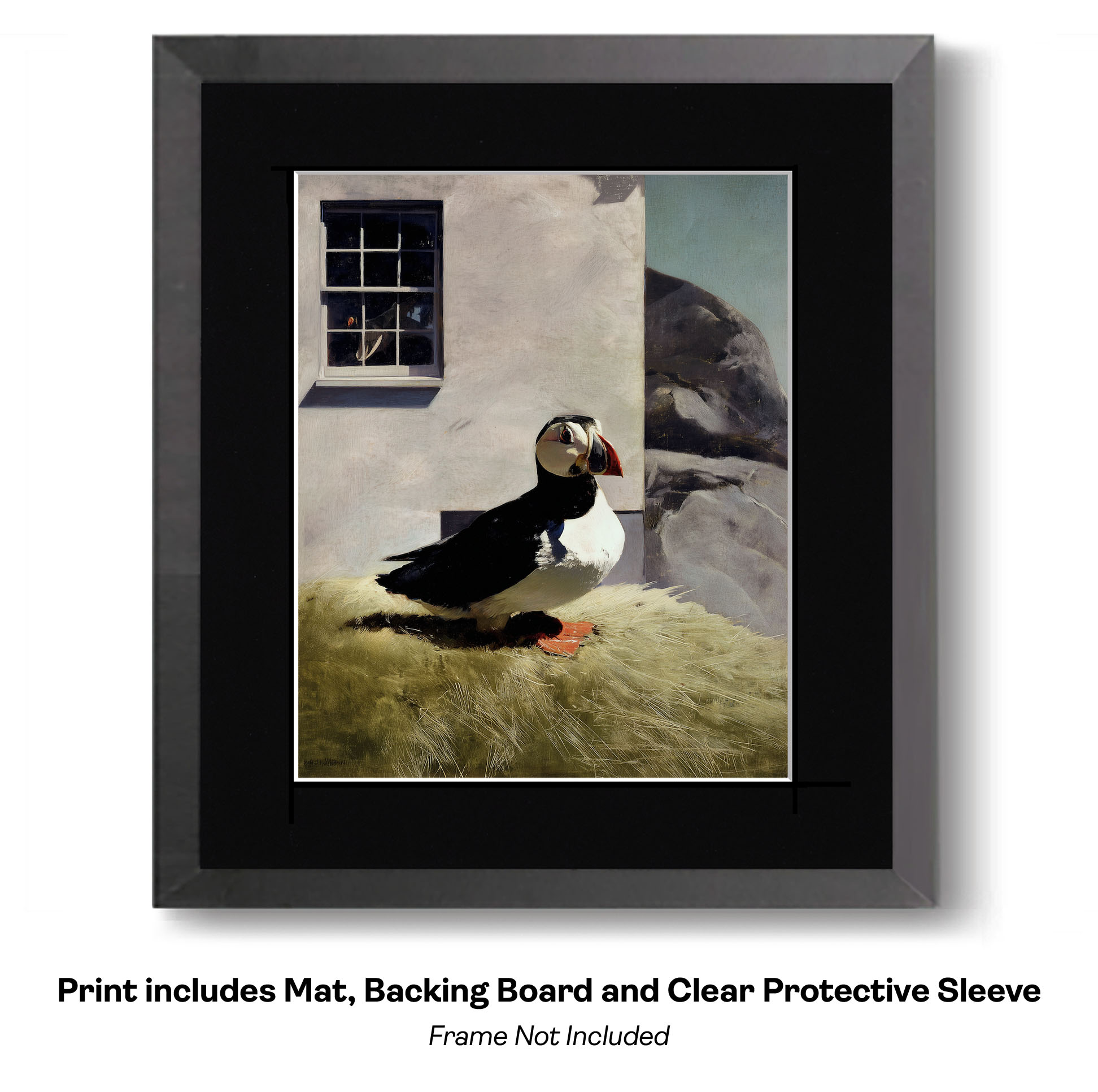 Plucky Peaceful Puffins - Watercolor Dry Brush Puffins 1