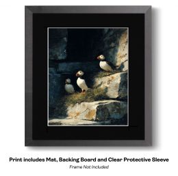 Plucky Peaceful Puffins - Watercolor Dry Brush Puffins 11