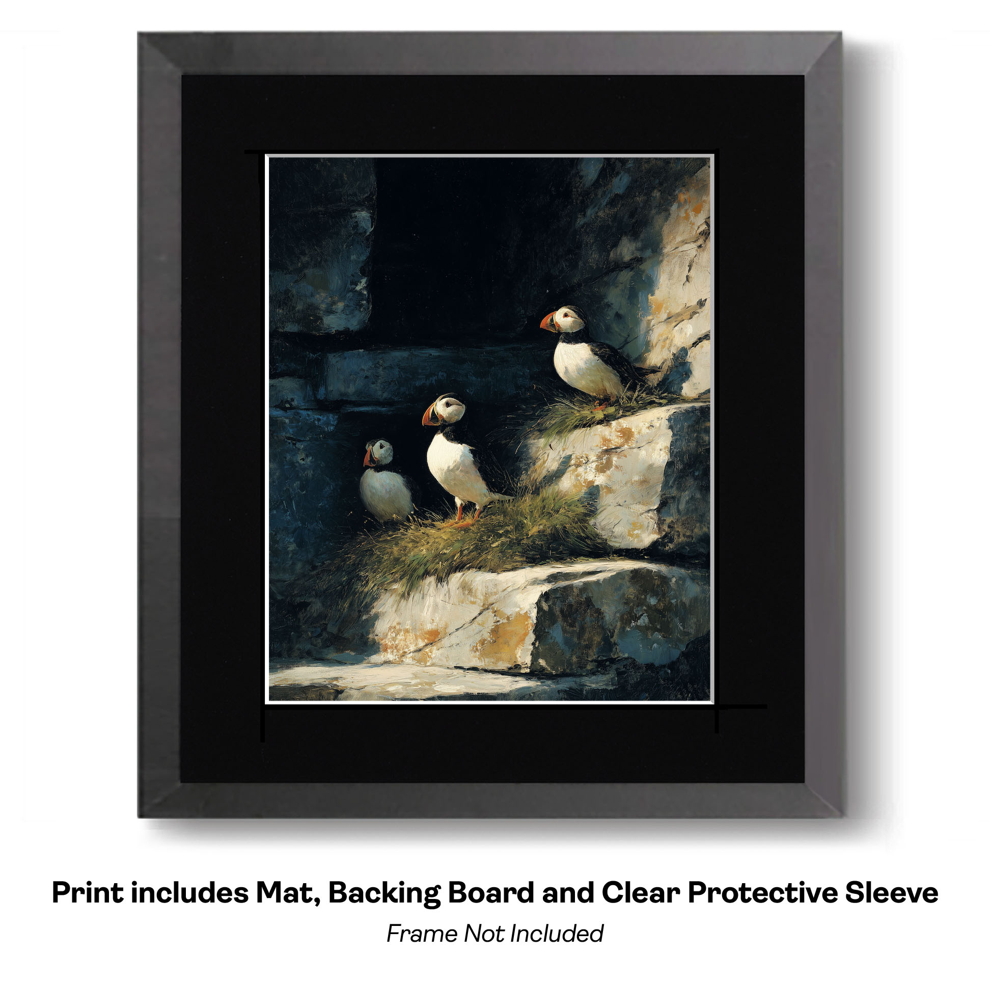 Plucky Peaceful Puffins - Watercolor Dry Brush Puffins 11