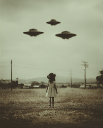 Young Girl Witnessing the First Wave of the Extraterrestrial Invasion of 2036