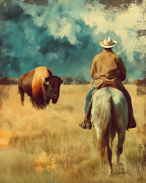 Cowboy Bison Standoff