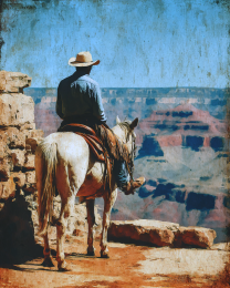 Cowboy in Awe of Grand Canyon