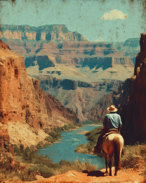 Cowboy Looking at the Colorado River in the Grand Canyon