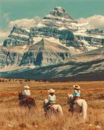 Cowgirls on a Morning Ride in the Tetons