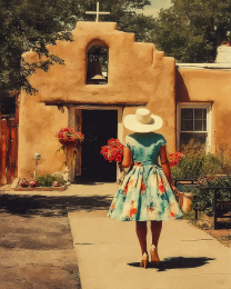 Cowgirl Heading Into La Mesilla Church