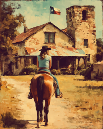 Cowgirl Arriving Home