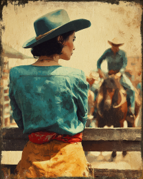 Waiting at the Rodeo to Watch Her Beau