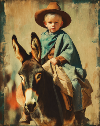 Young Cody on His Donkey