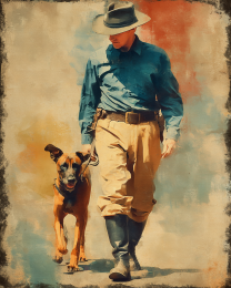 Taking a Walk with His Loyal Companion