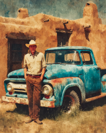 Cattleman with His Trusty Pickup Truck