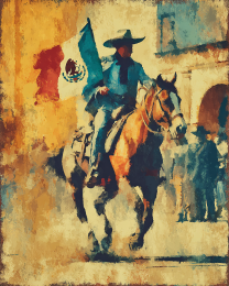 Vaquero Carrying Mexican Flag
