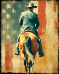 American Cowboy on Horseback