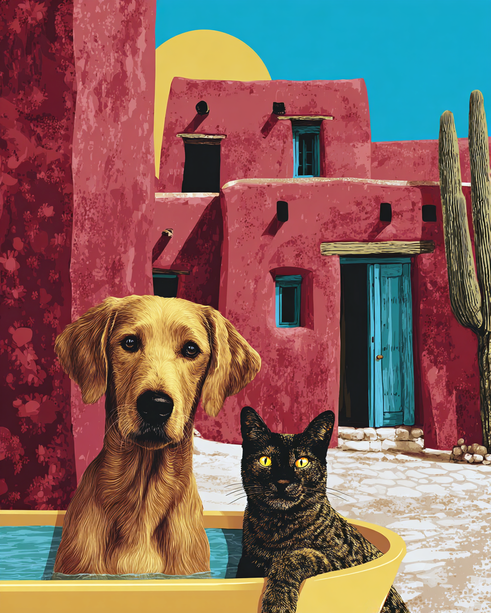 Curious Dog & Cat in Taos