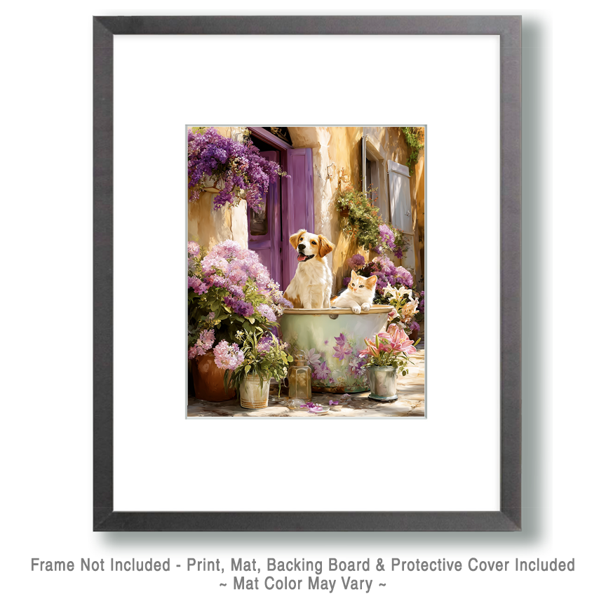 Cat & Dog in a Lavender Spring Day
