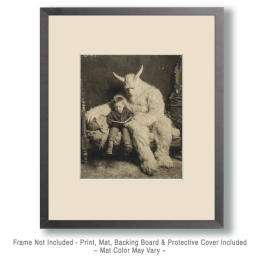 Cryptid Reading to Young Boy Art