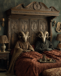 Cryptid Ozark Howler Couple in Bed