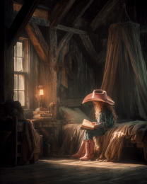 Young Cowgirl Reading a Good Book