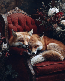 Two Red Fox Cuddling