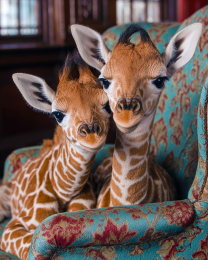 Baby Giraffes in a Chair