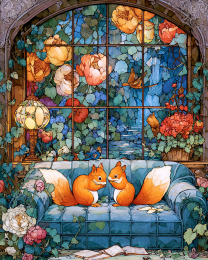 Stained Glass Style Squirrels