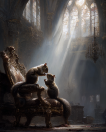 Two Squirrels in an Old Church
